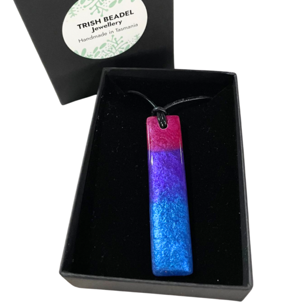 Bisexual Pride Long rectangular Shaped Necklace Gift Tasmania Australia