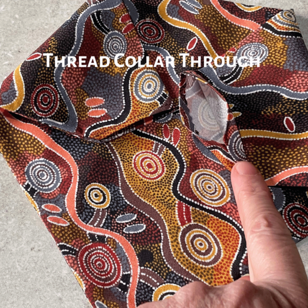 Indigenous print dog bandana thread collar through (1)
