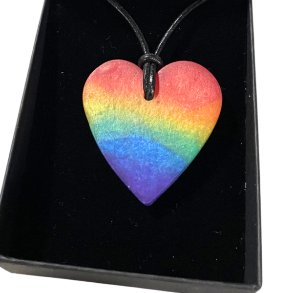 Pride Necklace - Large Heart Pendant in Rainbow Colours