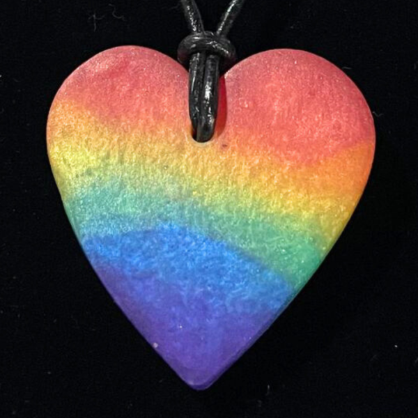 Pride Necklace - Large Heart - Rainbow Colours