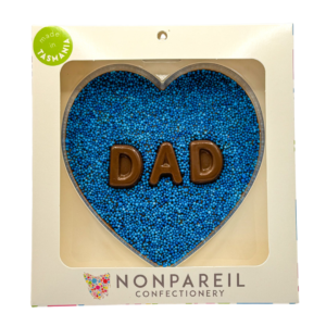Nonpareil Chocolate Freckle DAD Heart in Gift Boxed