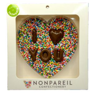 Nonpareil Chocolate Freckle I LOVE YOU Heart in Gift Boxed