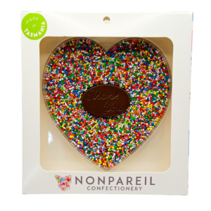 Nonpareil Chocolate Freckle Thank You Heart in Gift Boxed