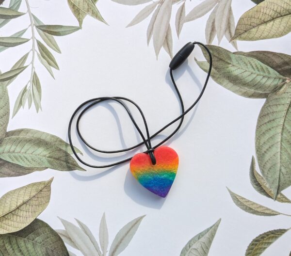 Pride Necklace - Large Heart - Rainbow Colours