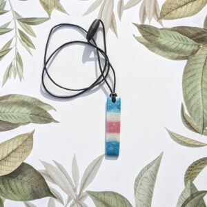 Pride Necklace - Rectangle - Trans Colours