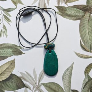 Necklace with Large Oval Green Pendant