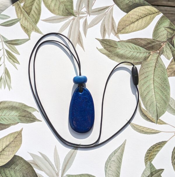 Necklace with Large Oval Blue Pendant