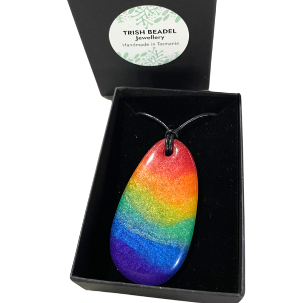 Pride Necklace - Large Oval Pendant in Rainbow Colours