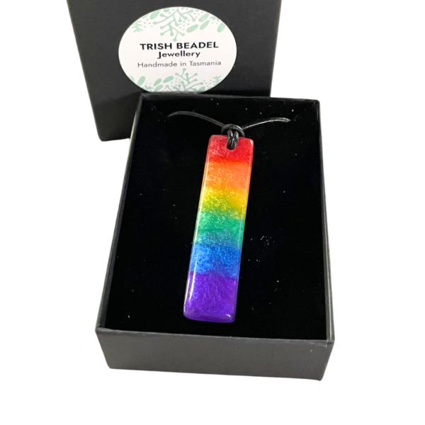 Rainbow Pride Long rectangular Shaped Necklace Gift Tasmania Australia