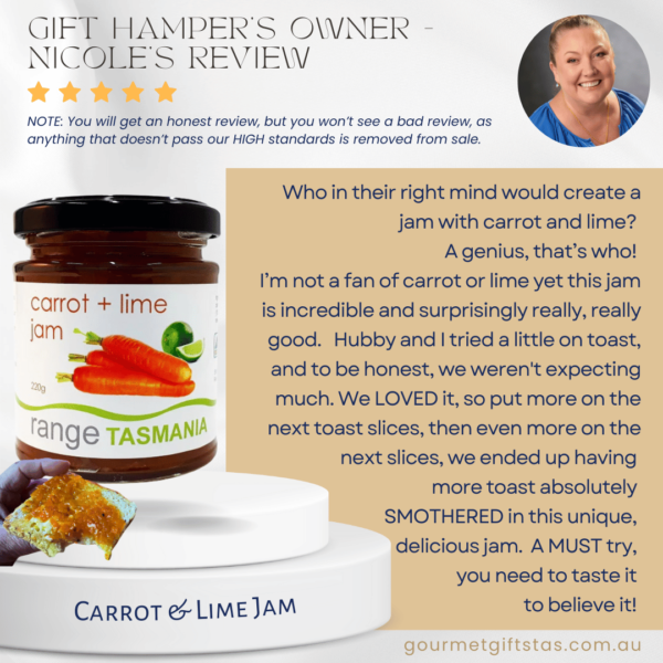Range Carrot & Lime Jam Review by Gourmet Gift Hampers Owner