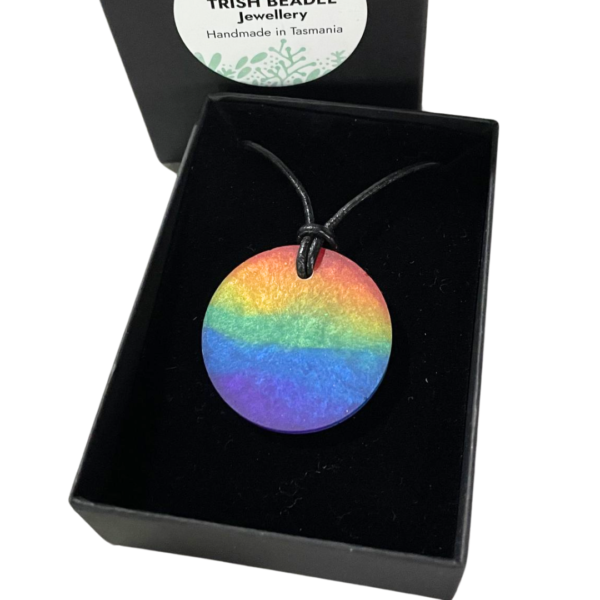 Round Shaped Gay Rainbow Necklace handmade in Tasmania