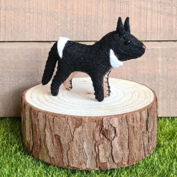 Tasmanian devil wool felt handmade toy on timber