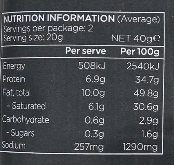 Ashgrove Cheese Black Truffle Crunchettes list of ingredients back of packet