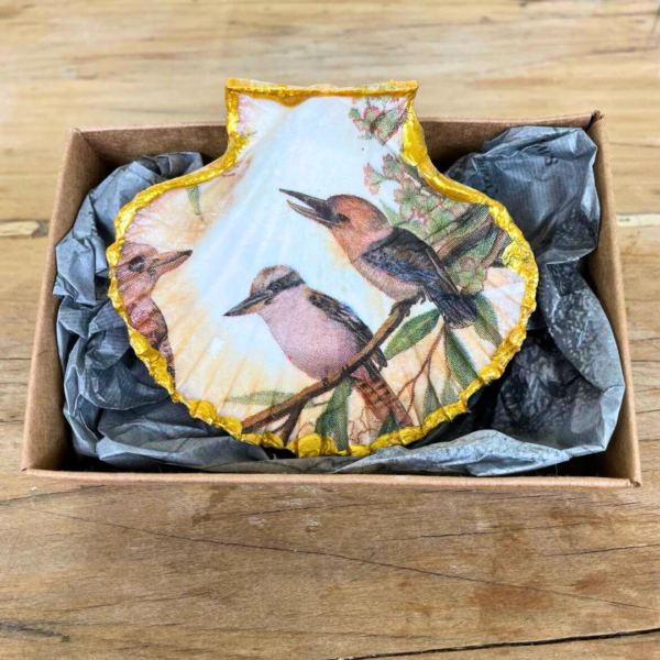 Tasmanian Scallop Australiana Decoupage trinket dish