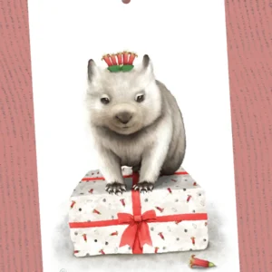 Tasmanian wombat christmas gift tag