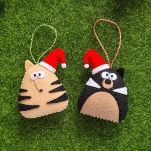 Tasmanian Devil & Tiger Wool Felt Christmas Tree Decoration Set