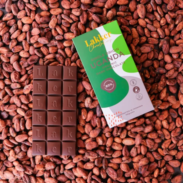 Tasmanian Made Single Origin 80% UGANDA Organic Dark Chocolate