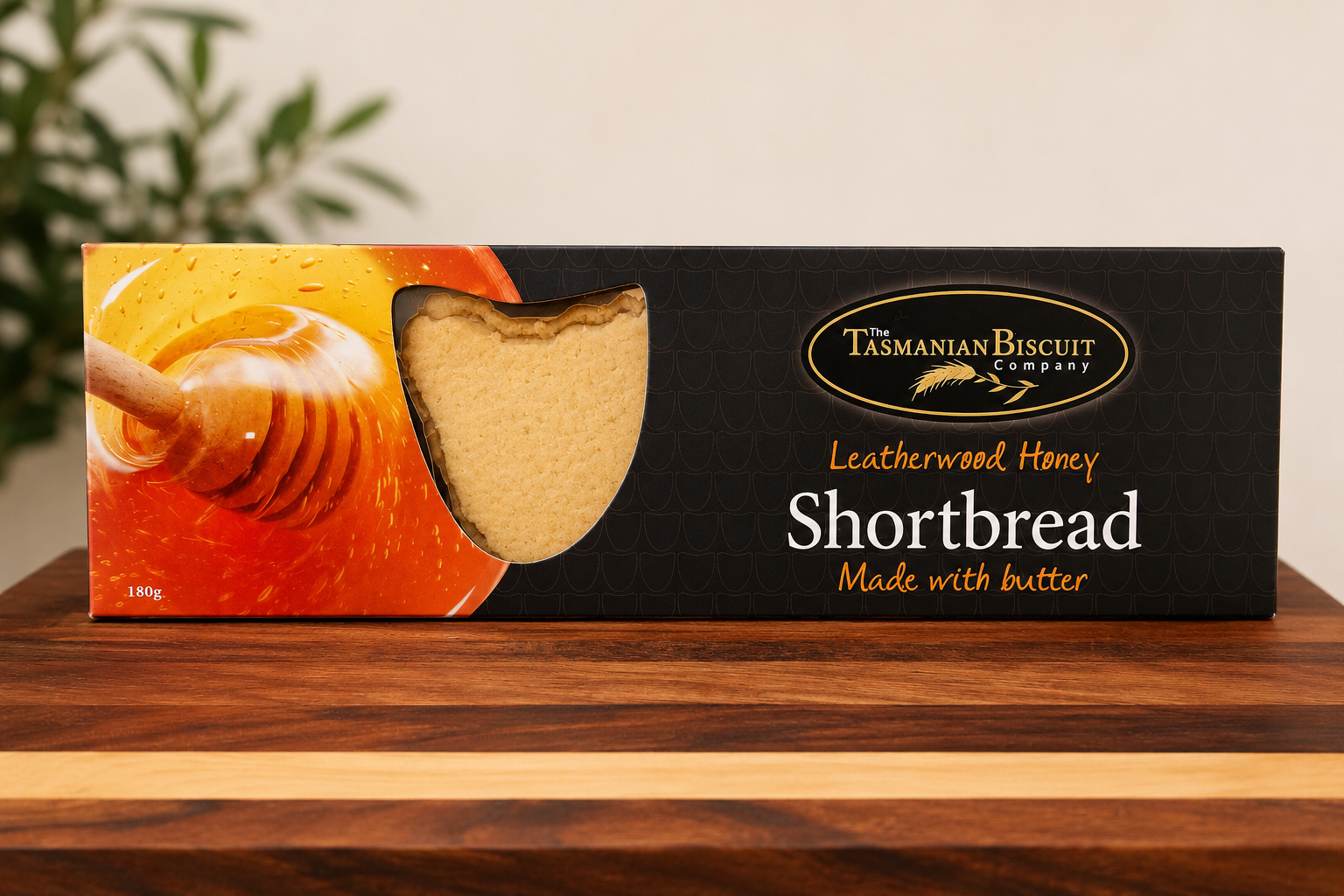 Tasmanian Biscuit Company Leatherwood Honey Shortbread, 180g, made with butter