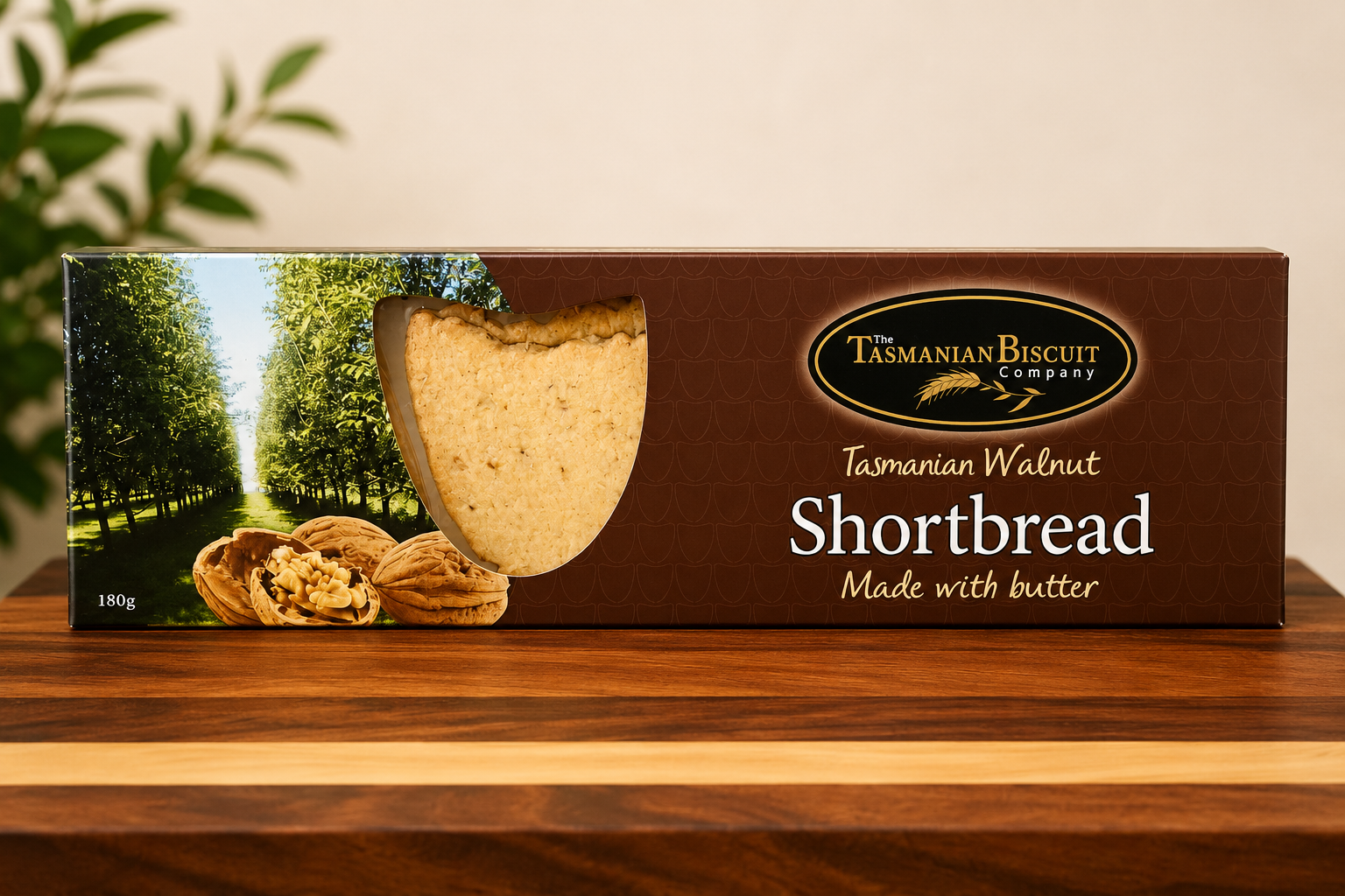Tasmanian Biscuit Company Walnut Shortbread, 180g, made with butter