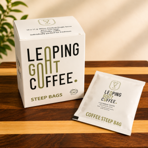 Leaping Goat Colombian Toffee coffee steep bags, 10 pack, individually wrapped
